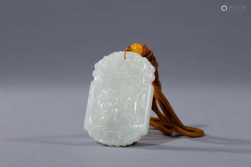 Qing Hetian jade pendant with historical poet