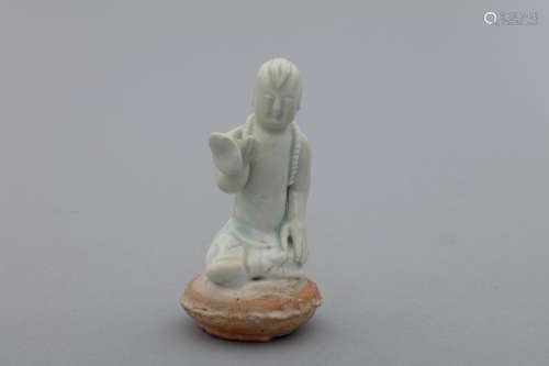 Song Hutian Yingqing blueish ceramic child holding a lotus