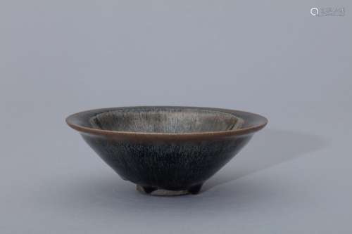 Song Jian black glazed teabowl with rabbit-fur design