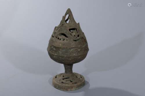 Han bronze hilled-lid censer