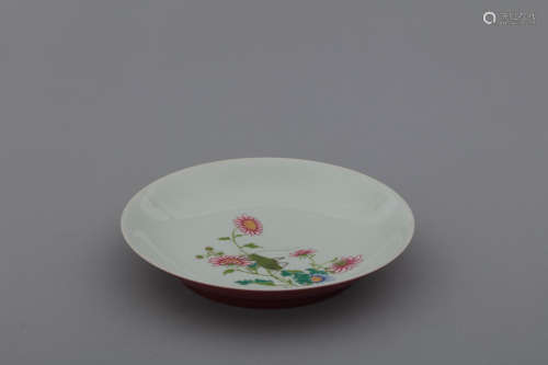 Qing famille rose floral porcelain plate