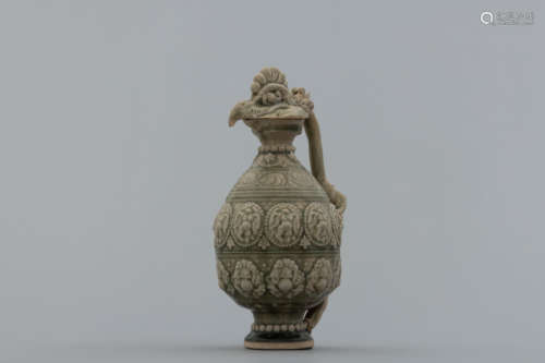 Sui celadon ceramic jug with a spout in form of a phoenix