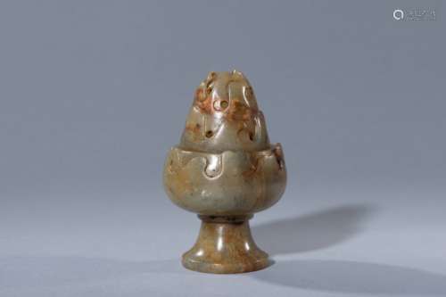 Han hilled lidded jade censer