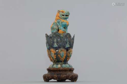 Chinese Liao Sancai tri-colored glazed pottery censer with a...