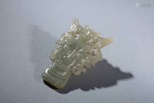 Chinese Han carved jade mask