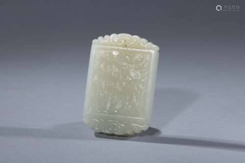 Qing Hetian jade square pendant