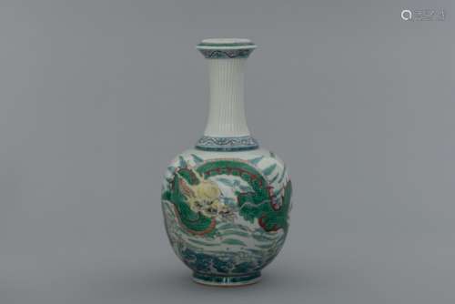 Qing colorful dragon porcelain vase