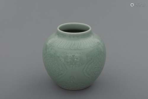 Qing greenish porcelain jar