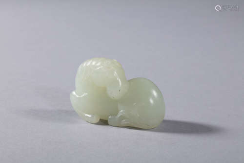 Qing Hetian jade lying horse