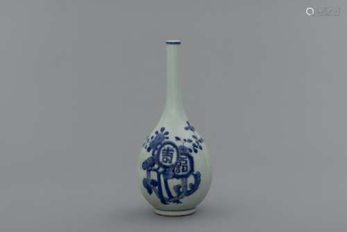 Qing blue and white floral porcelain vase