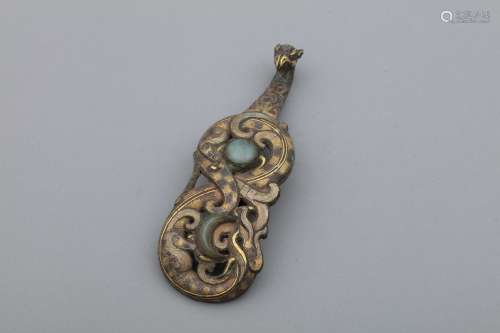 Warring-State silver,gold and precious stones inlaid bronze ...