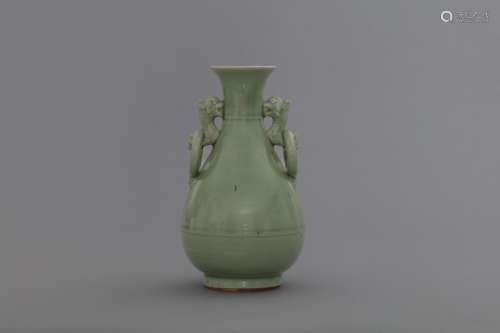 Yuan Longquan celadon vase with pair of loop-handles