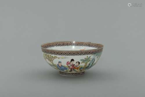 Late Qing famille rose egg-shell porcelain bowl with histori...