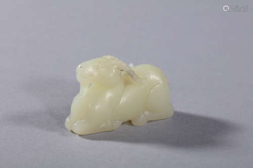 Qing Hetian jade lying lamb