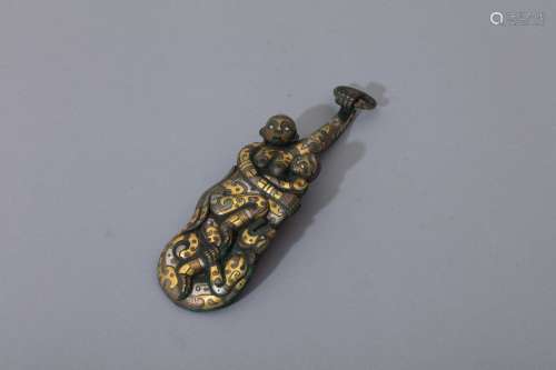 Warring-State silver-gold inlaid bronze belt hook