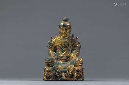 Wuhu-16-nation period gilt bronze buddha