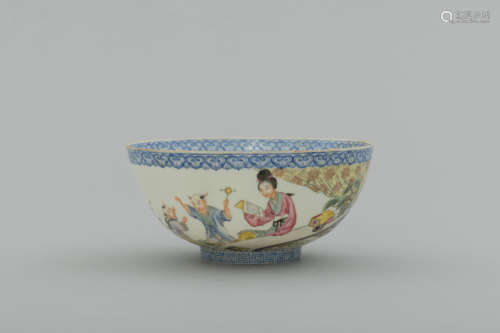 Late Qing famille rose egg-shell porcelain bowl with histori...