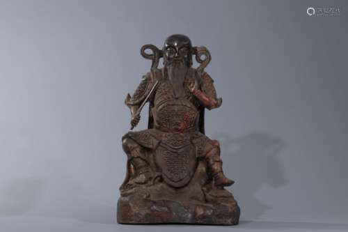 Qing bronze Guangong-warrior Statue