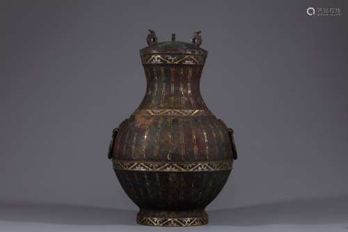 Warring-State silver-gold inlaid bronze Hu jar