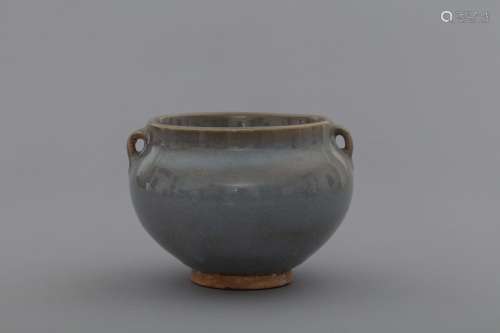 Jin Junyao sky-blue ceramic handled jar