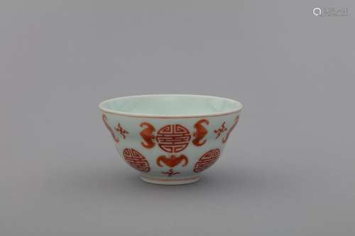 Qing alum red porcelain bowl