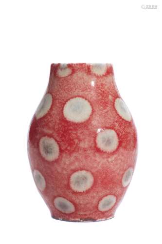 Qing Yongzheng red porcelain vase in shape of olive