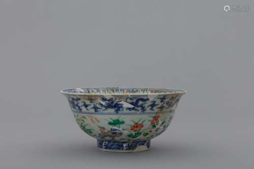 Ming blue and white charger with flowers and dragons