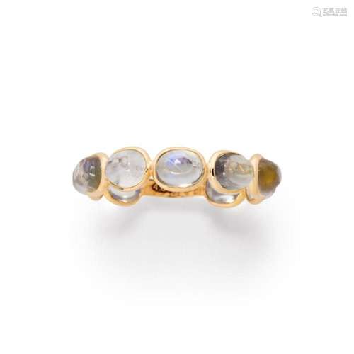 A moonstone and eighteen karat gold ring