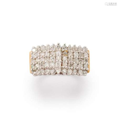 A diamond and fourteen karat gold ring