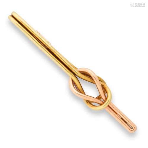 A fourteen karat bi-color gold tie clip, Krementz