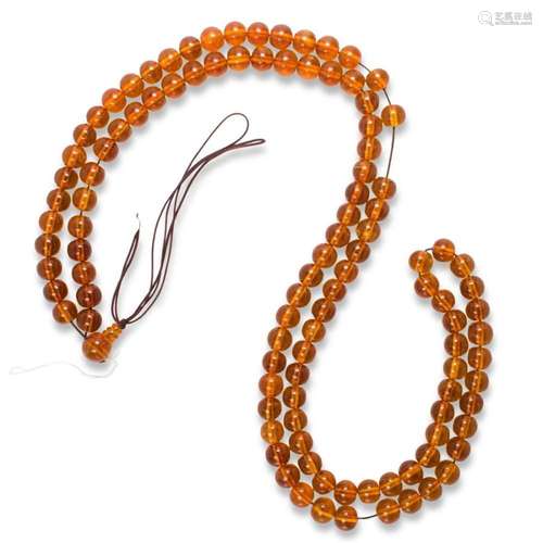 An amber bead necklace