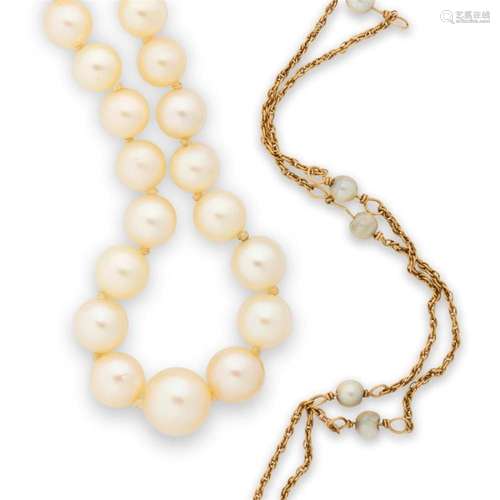 A group of cultured pearl jewelry