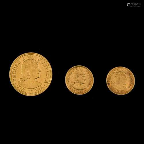 (Lot of 3) Peruvian gold coins