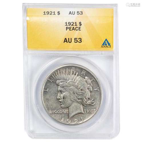 1921 Peace dollar ANACS AU 53