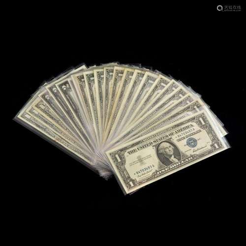 US Silver Certificate Currency, including 18 various $1 Silv...