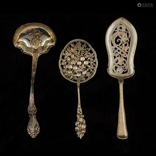 (Lot of 3) Danish fish server, a Dutch berry spn and Reed &a...