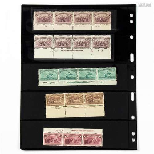 US 1893 Columbian Plate, and Imprint Strip Group, including ...