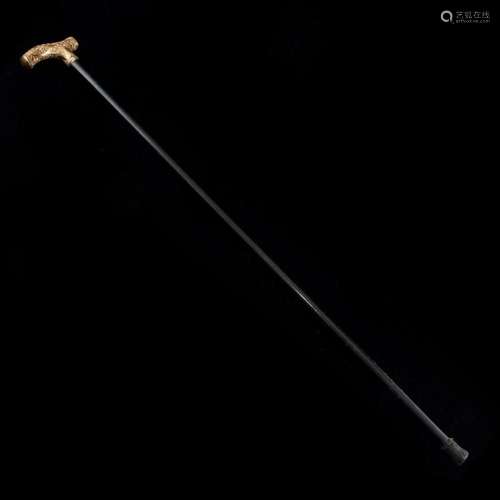 A vintage 14k gold mounted presentation walking stick