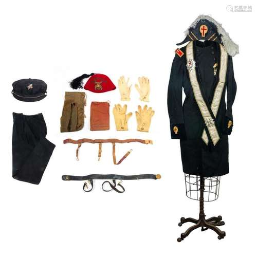 A Masonic Dress uniform with bicorn hat en suite with other ...