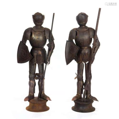 (Lot of 2) Continental miniature suite of armor fashioned in...