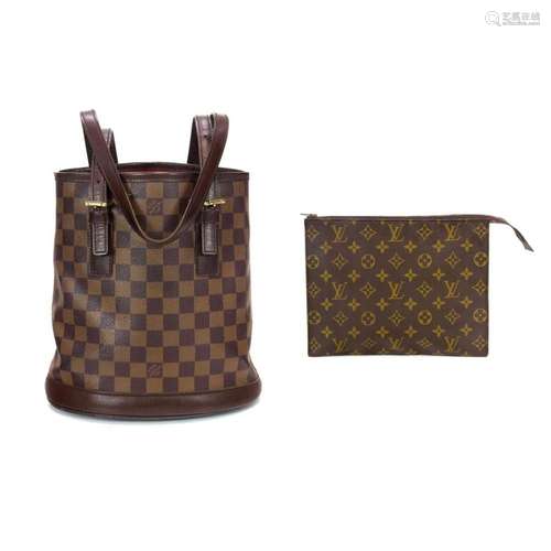 (Lot of 2) Louis Vuitton Damier Ebene Marias tote and monogr...