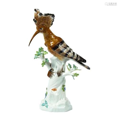 A Meissen porcelain model of a Hoopoe bird