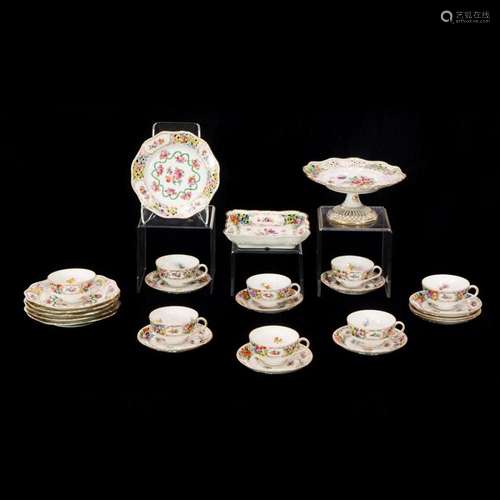 (Lot of 25) A Carl Thieme reticulated porcelain partial dess...