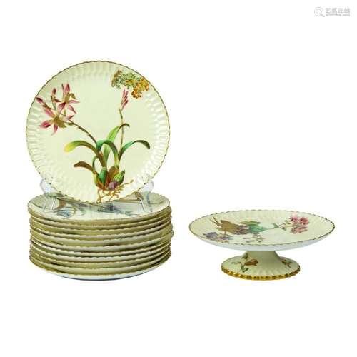 (Lot of 13) Copeland Spode porcelain botanical plates and co...