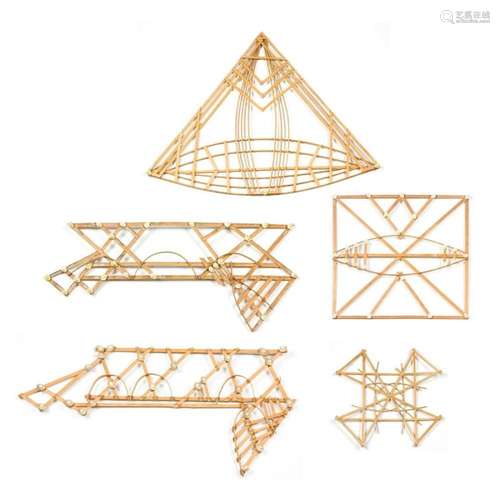 (Lot of 6) Pacific Islander sea navigation stick charts