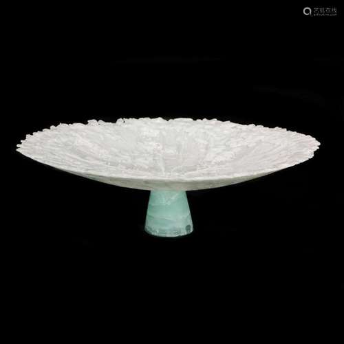 A large art glass pedestal dish