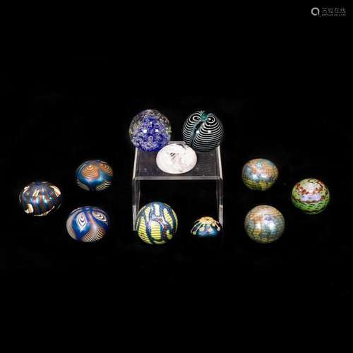 (Lot of 11) Art glass paperweights