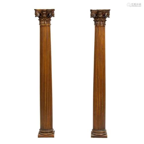 A pair of Continental carved and fluted columns circa 1870