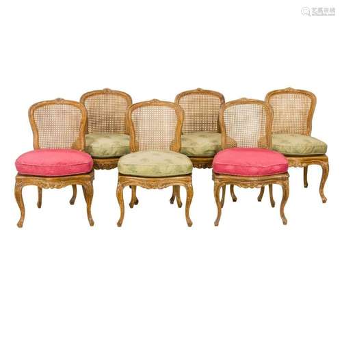 (Lot of 6) French cane back dining chairs late 18th / early ...