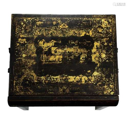 A Chinese Export lacquer box on stand